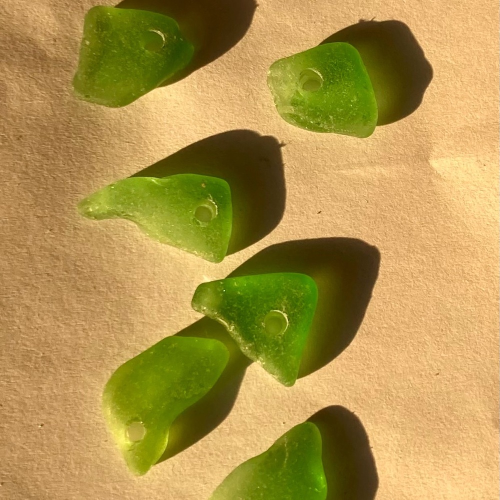Sea Glass Beads in Tsavorite/Emerald